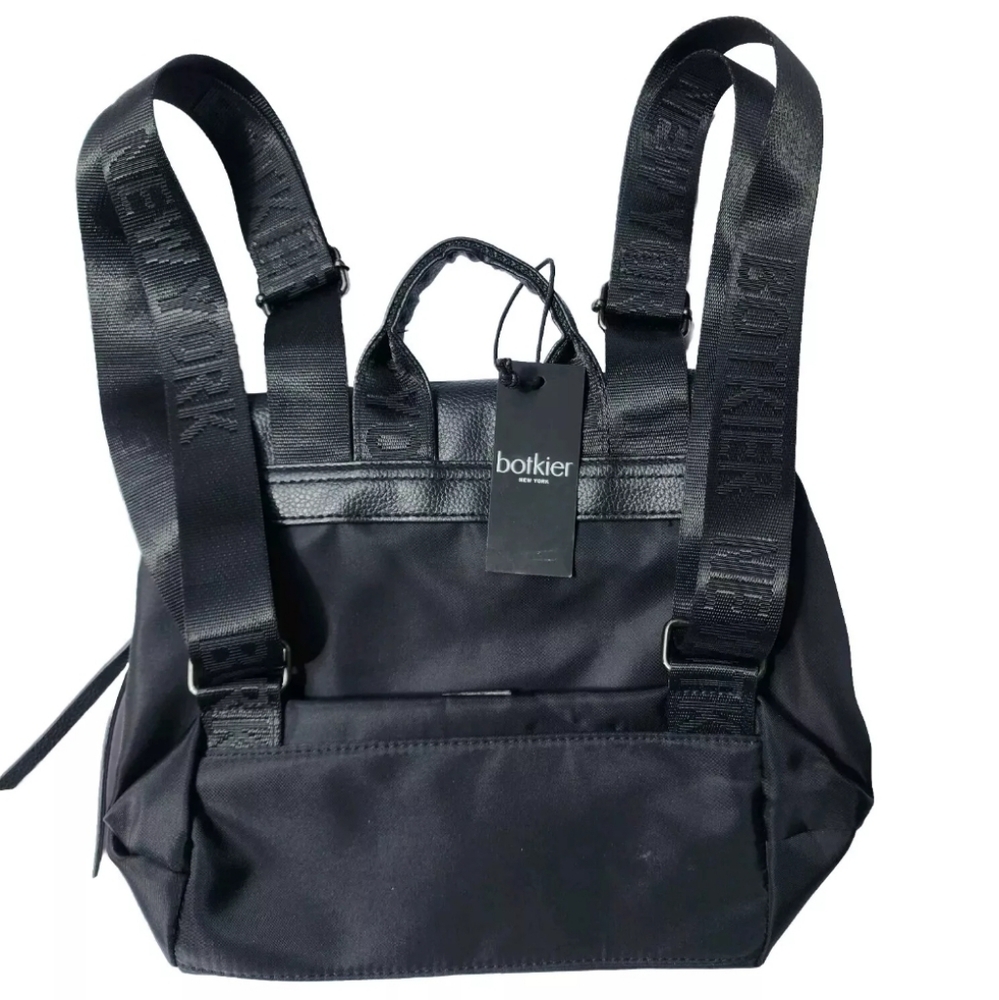 BOTKIER New York Backpack Purse Bag Mini Black Vegan Leather Trim Nylon NWT pack